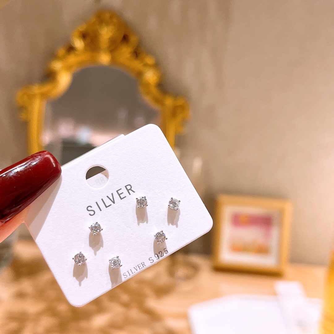 S925 Sterling Silver Earrings Minimalist Valentine's Day Silver