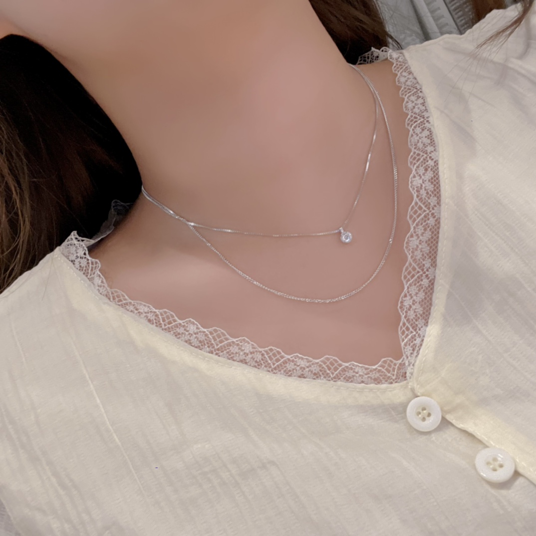 Solid Silver Necklace French Spring Festival Gold