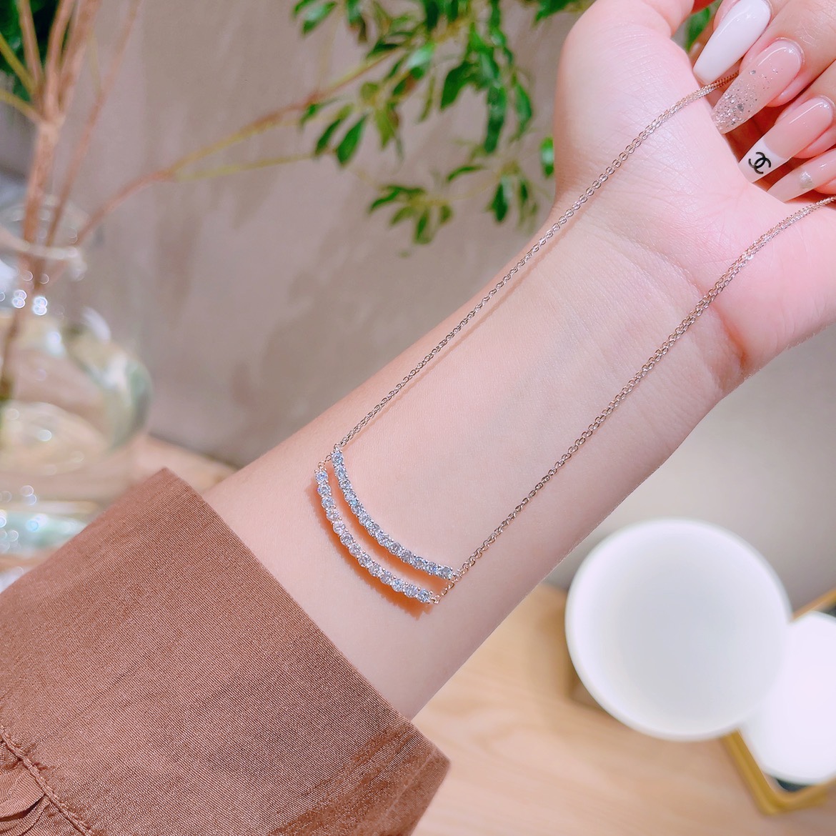 S925 Sterling Silver Necklace Sweet Mother's Birthday Silver