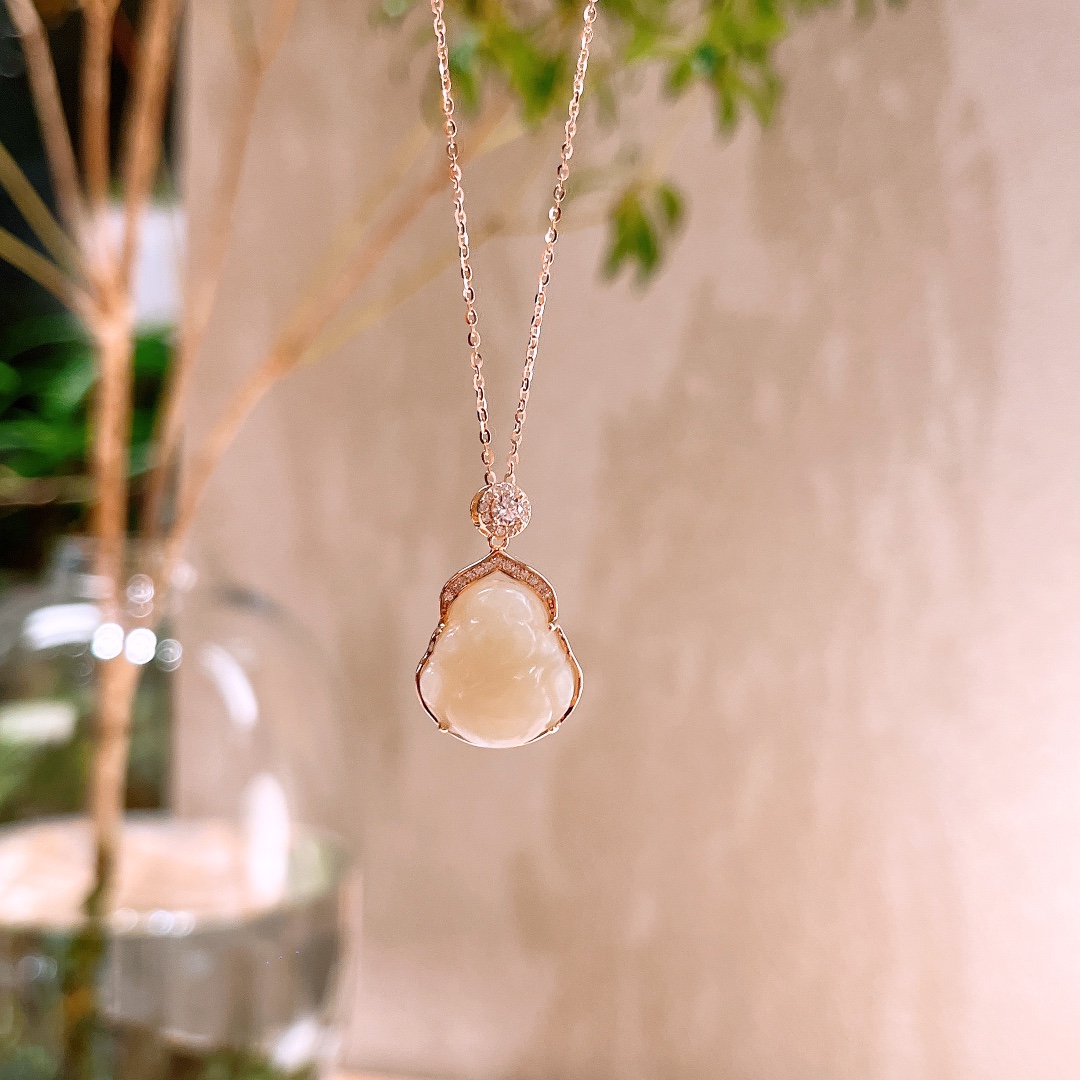 Fine Silver Hetian Jade Necklace Korean Style Confession Silver