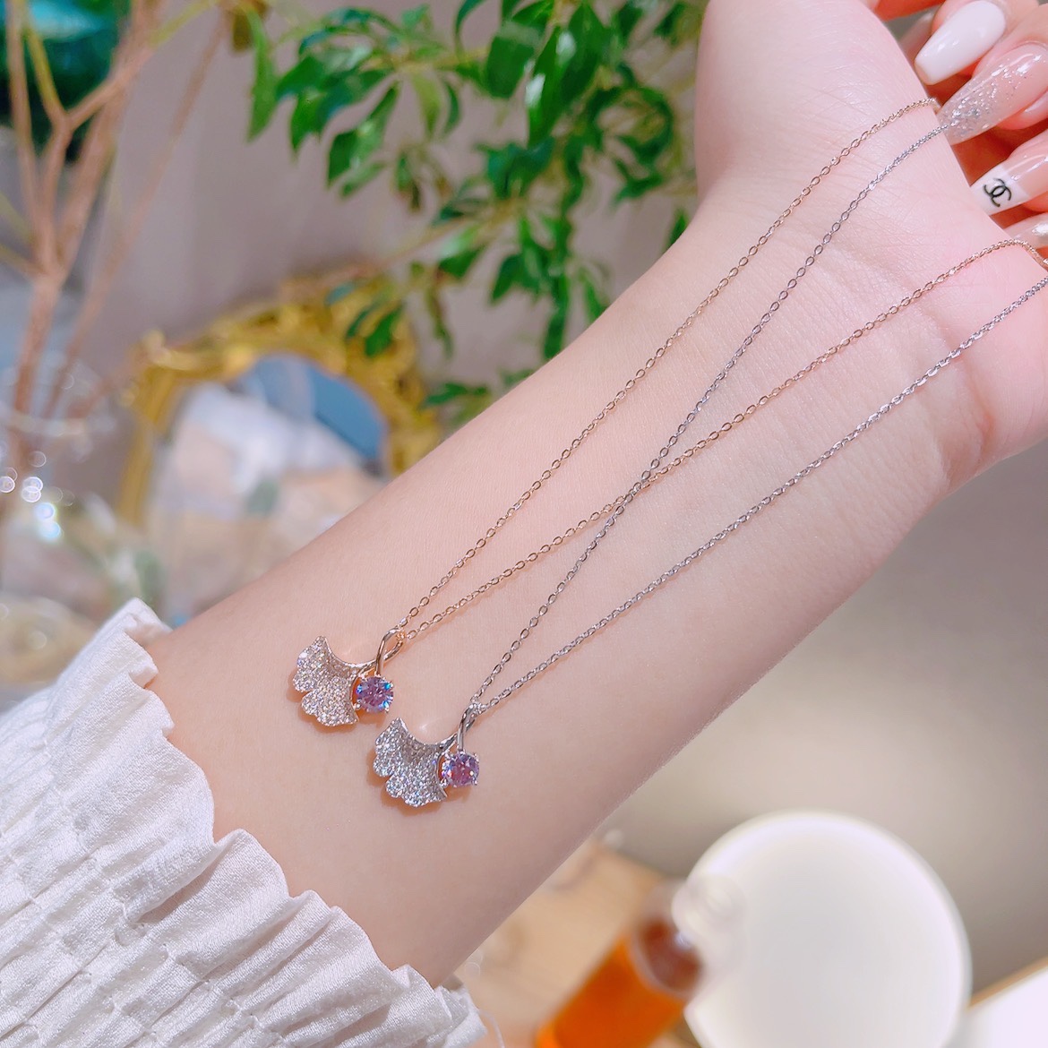 Low Allergy Silver Moissanite Necklace Sweet Mother's Birthday Silver