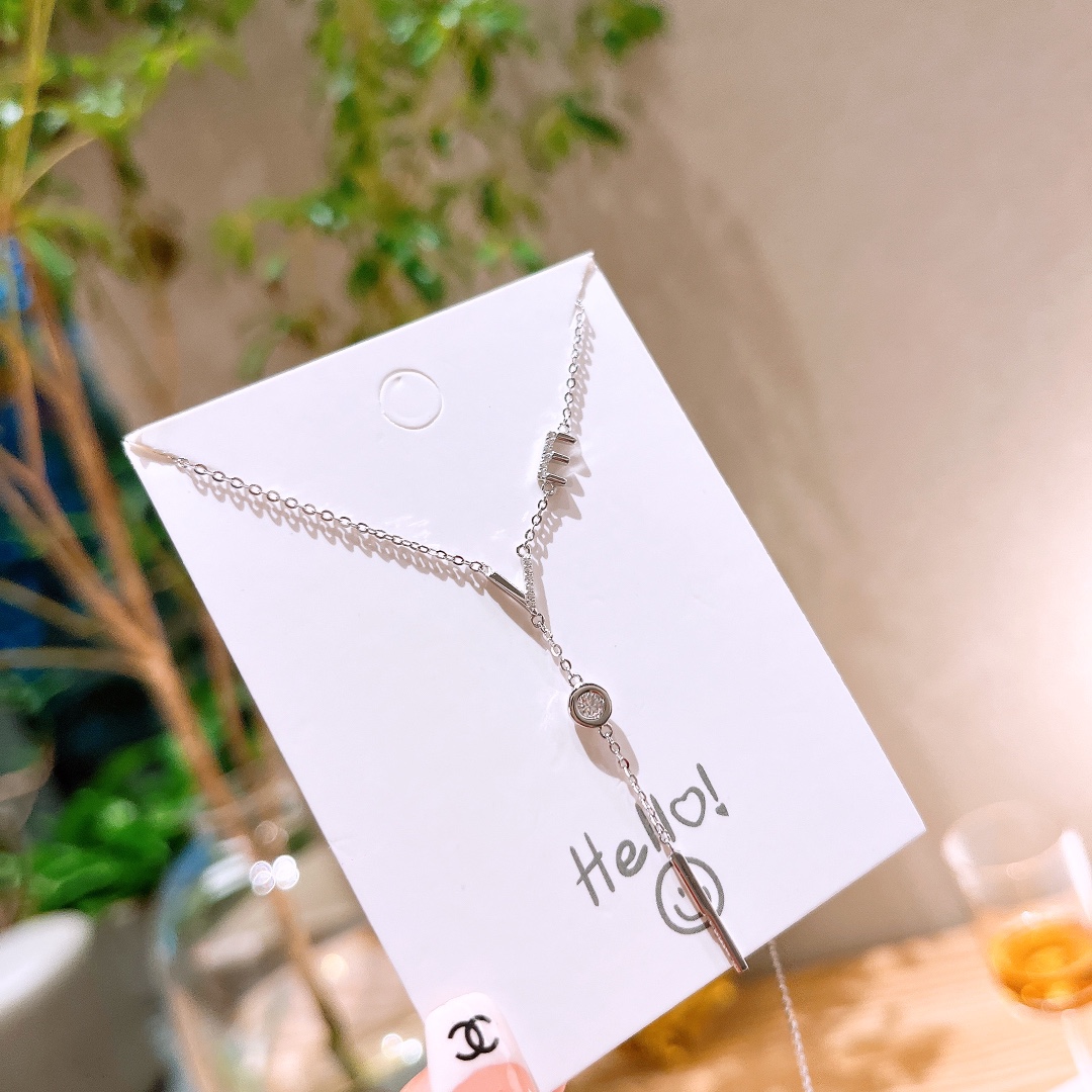 S925 Sterling Silver Necklace Light Luxury Banquet Gold