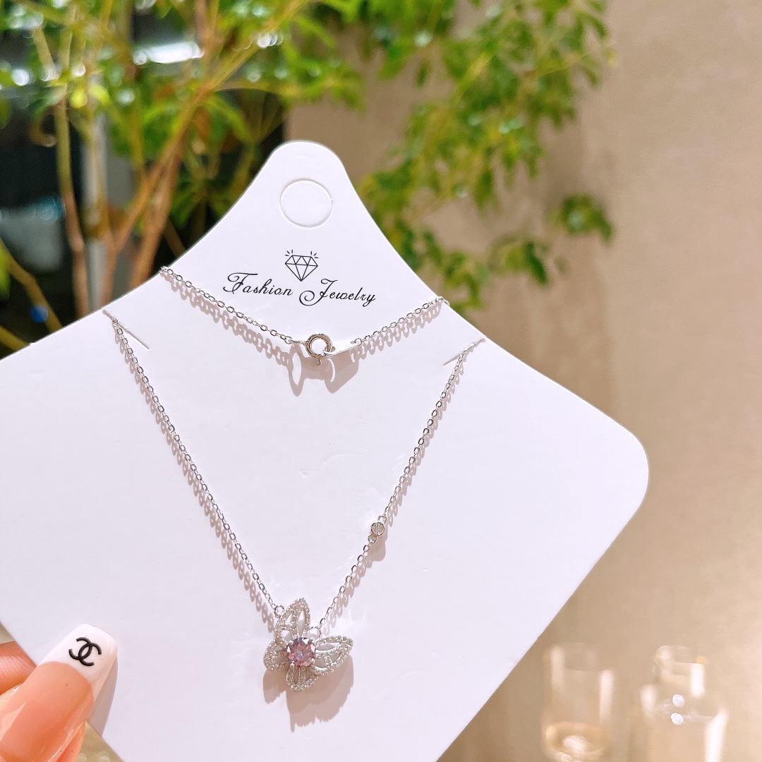 Fine Silver Moissanite Necklace Ins Style Travel Silver