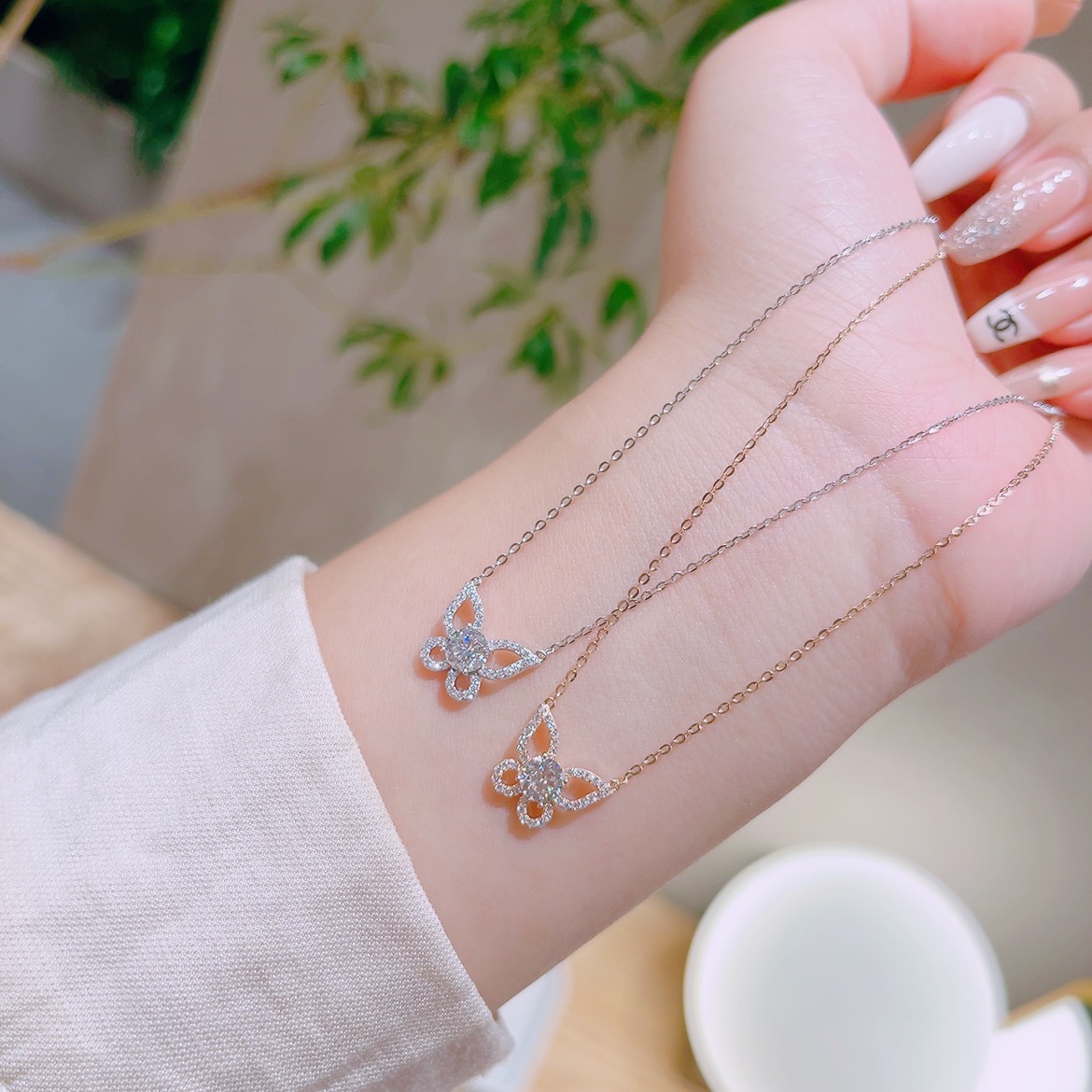 S925 Sterling Silver Moissanite Necklace Intellectual Graduation Gold