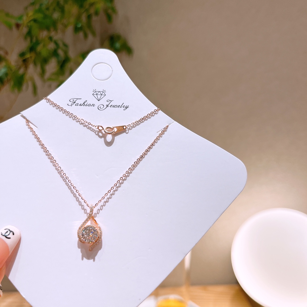 Low Allergy Silver Moissanite Necklace Chic Father's Day Gold