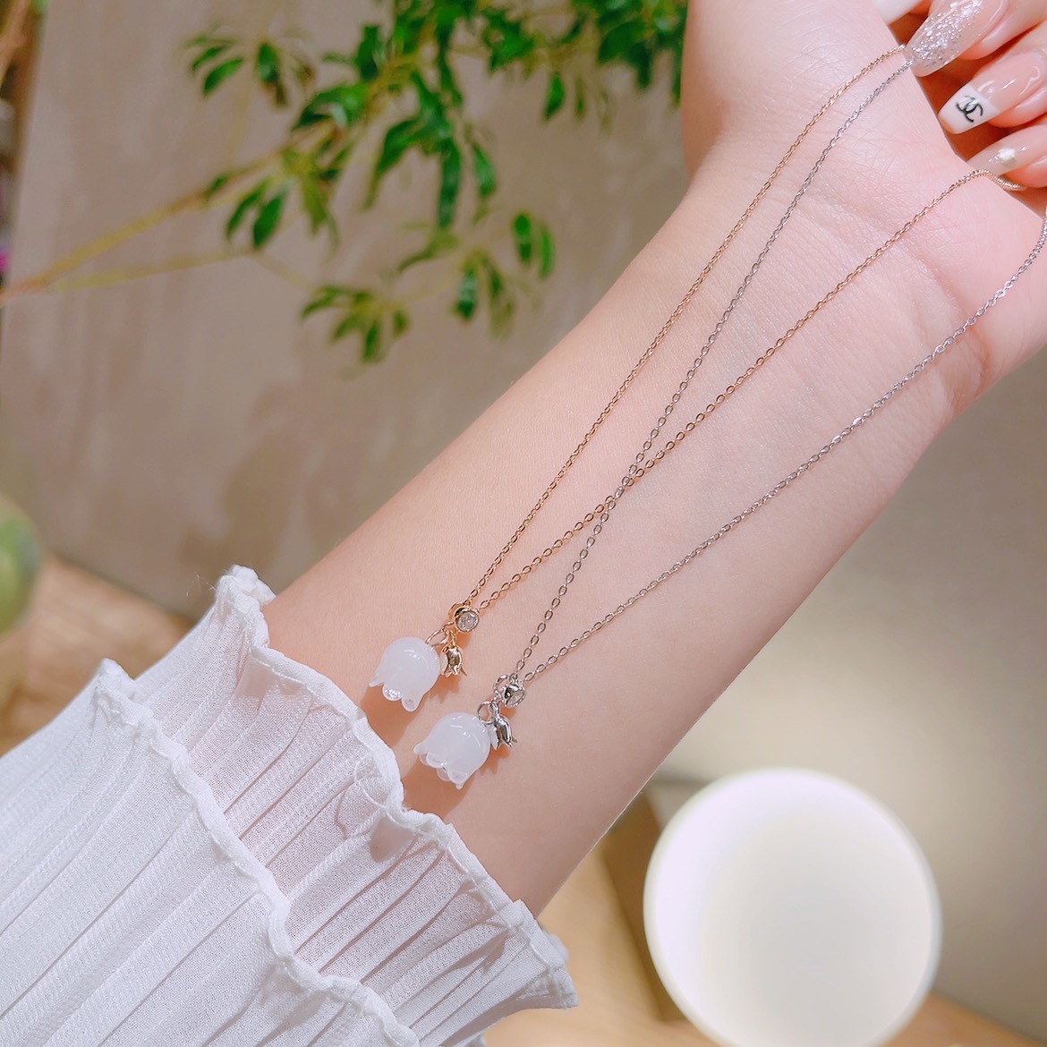 Solid Silver Necklace Forest Christmas Gold