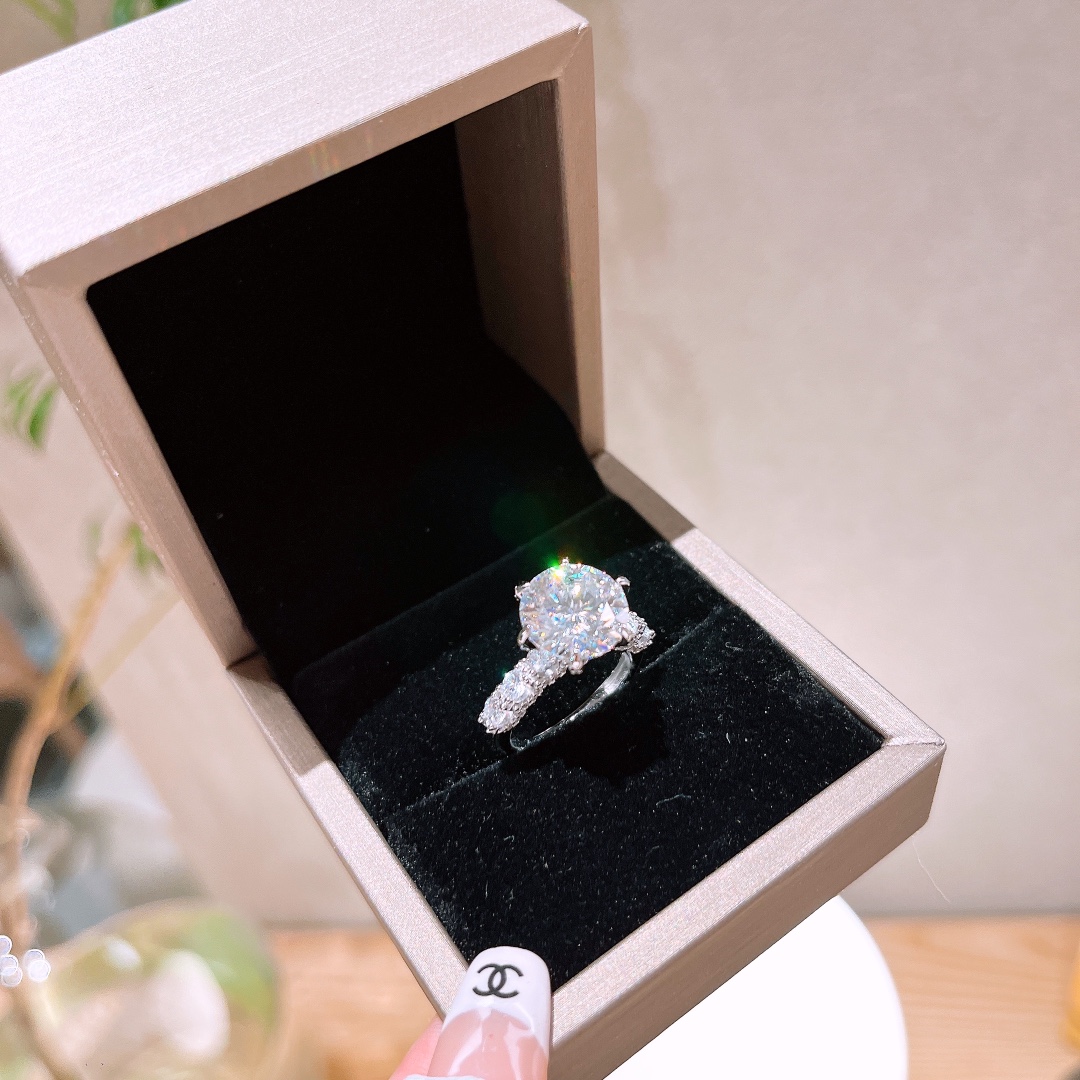 S925 Sterling Silver Moissanite Ring Korean Style Christmas Silver