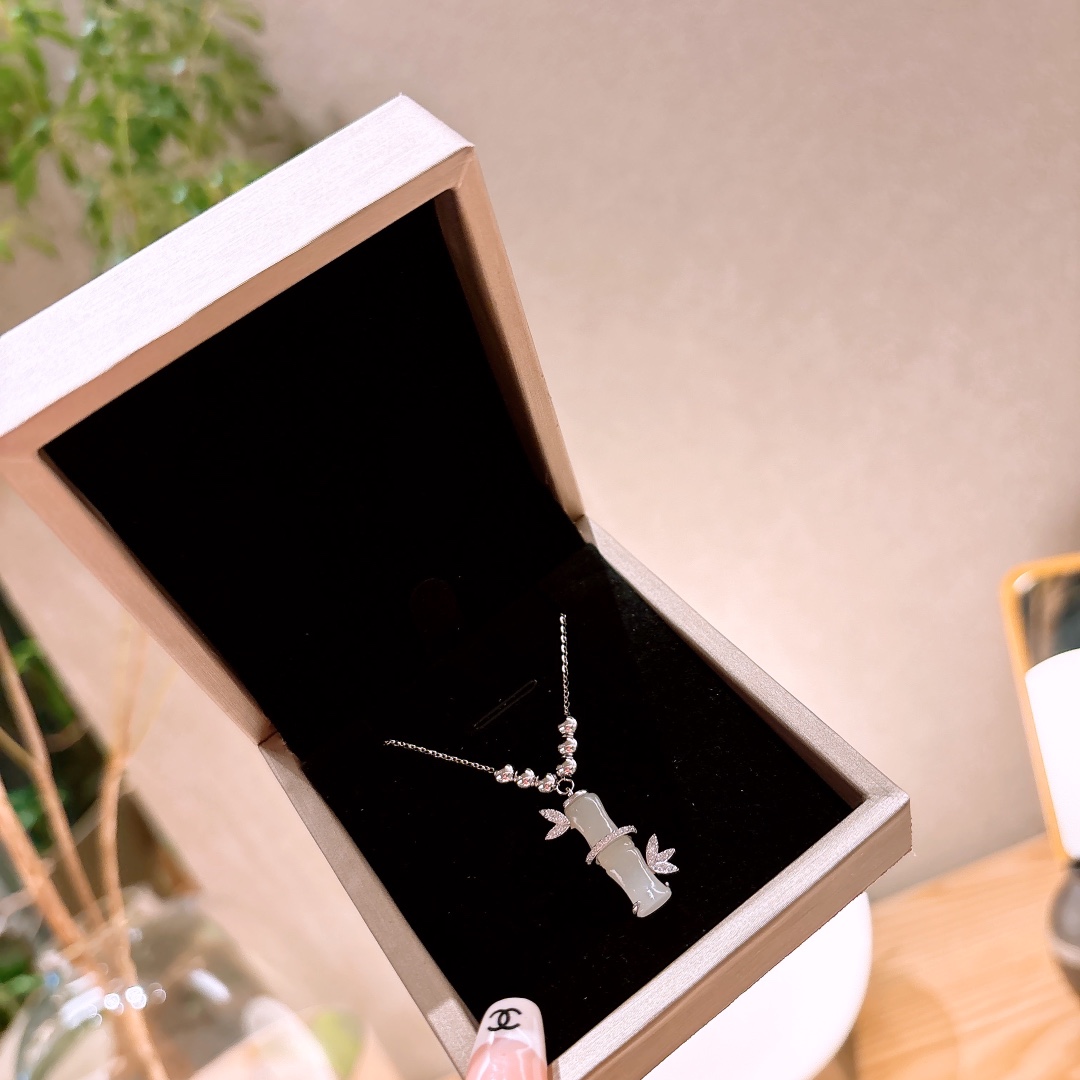 925 Silver Hetian Jade Necklace Forest Mother's Day Gold