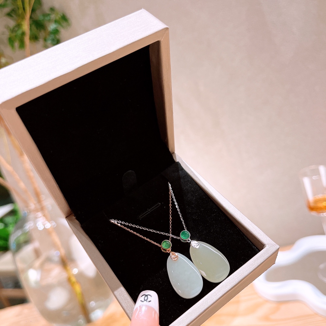 S925 Sterling Silver Hetian Jade Necklace Romantic Self-love Gold