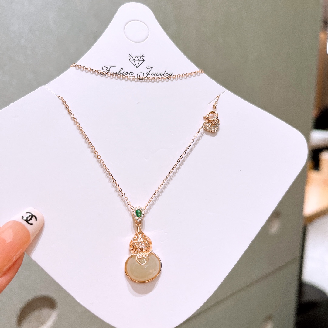 925 Silver Hetian Jade Necklace Pure Banquet Silver