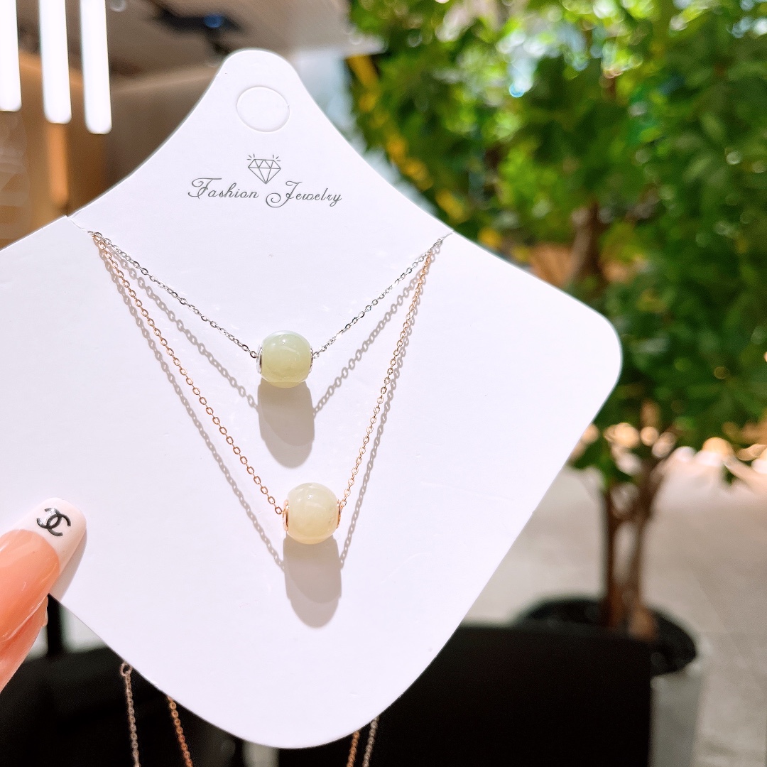 Nickel Free Silver Hetian Jade Necklace Premium Spring Festival Silver