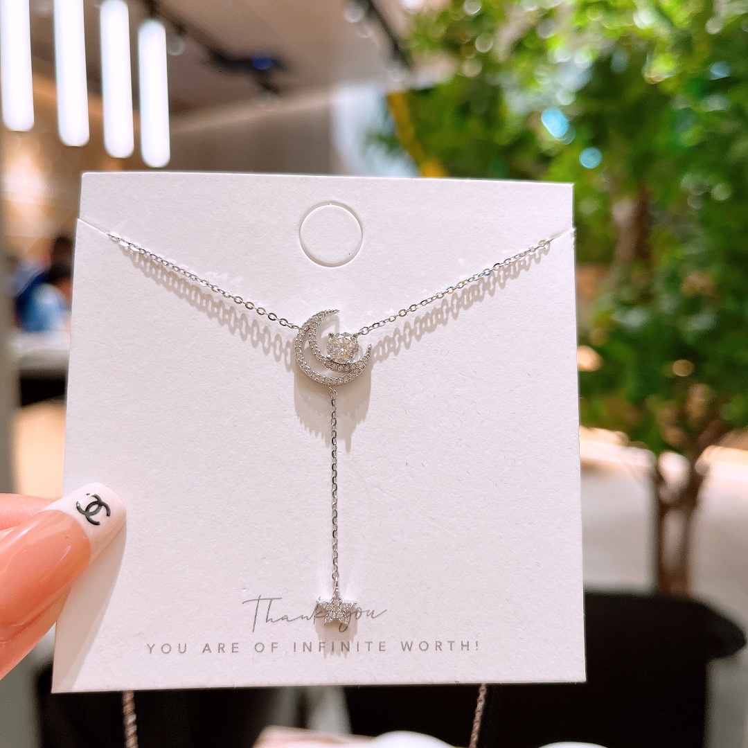 Nickelfreies Silber Moissanit Kette Verspielt Heiratsantrag Gold