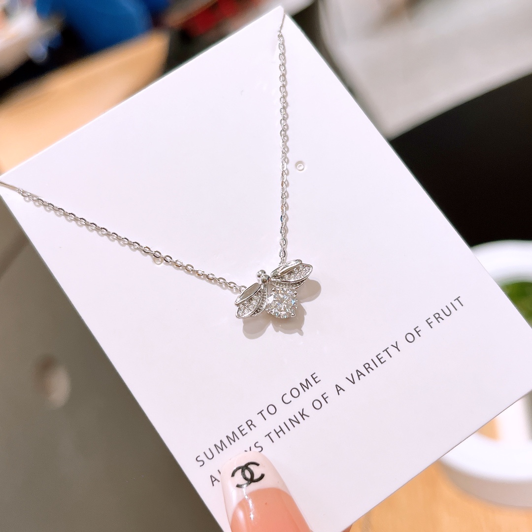 Allergiearmes Silber Moissanit Kette Leichter Luxus Geständnis Silber