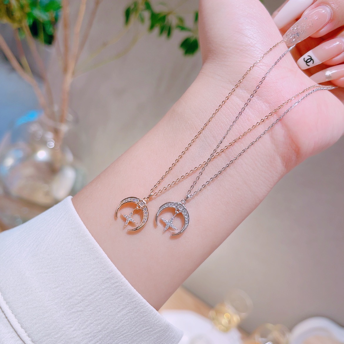 Massivsilber Kette Schick Verlobung Gold