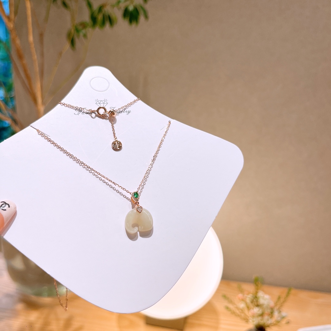 High Polish Silver Hetian Jade Necklace Fresh Graduation Gold