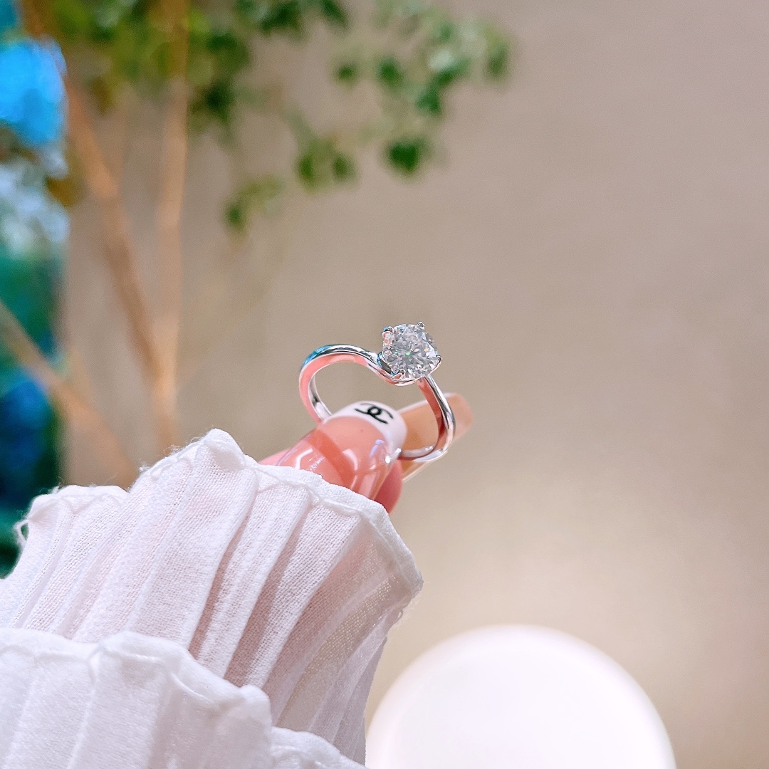 Fine Silver Moissanite Ring Intellectual Teacher's Day Silver