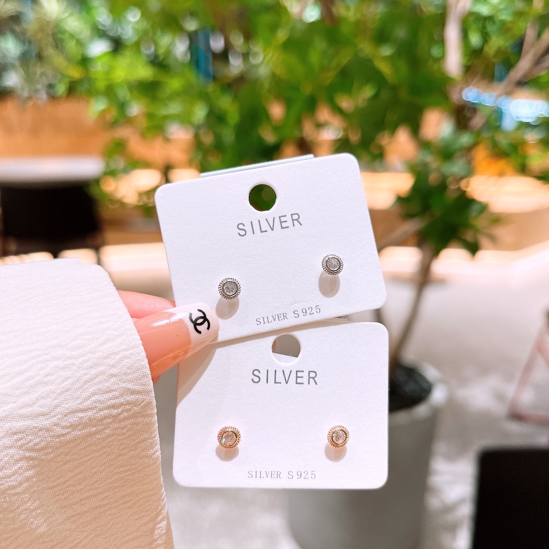 S925 Sterling Silver Earrings Chic Anniversary Gold