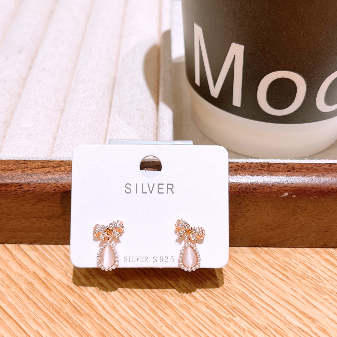 S925 Sterling Silver Earrings Korean Style Party Silver