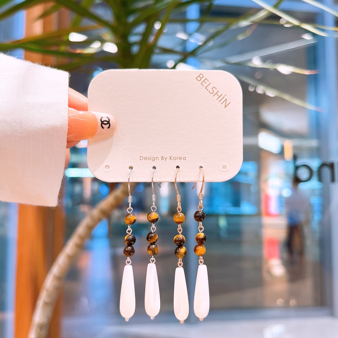 Low Allergy Silver Drop & Thread Earrings Playful Confession Silver