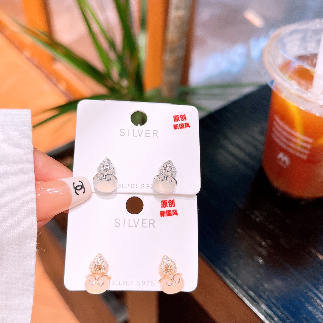 Solid Silver Earrings Sweet Engagement Gold