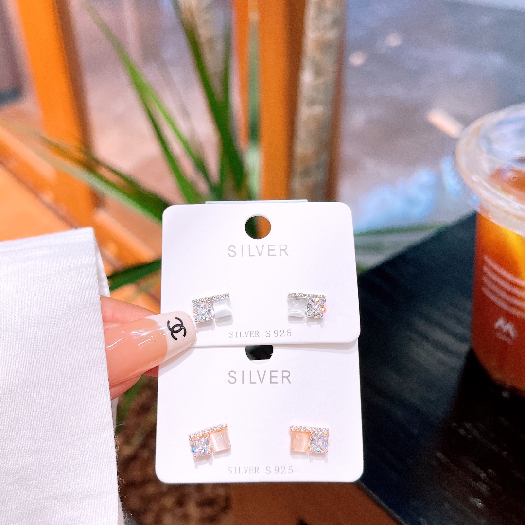 Nickel Free Silver Earrings Ins Style Engagement Gold