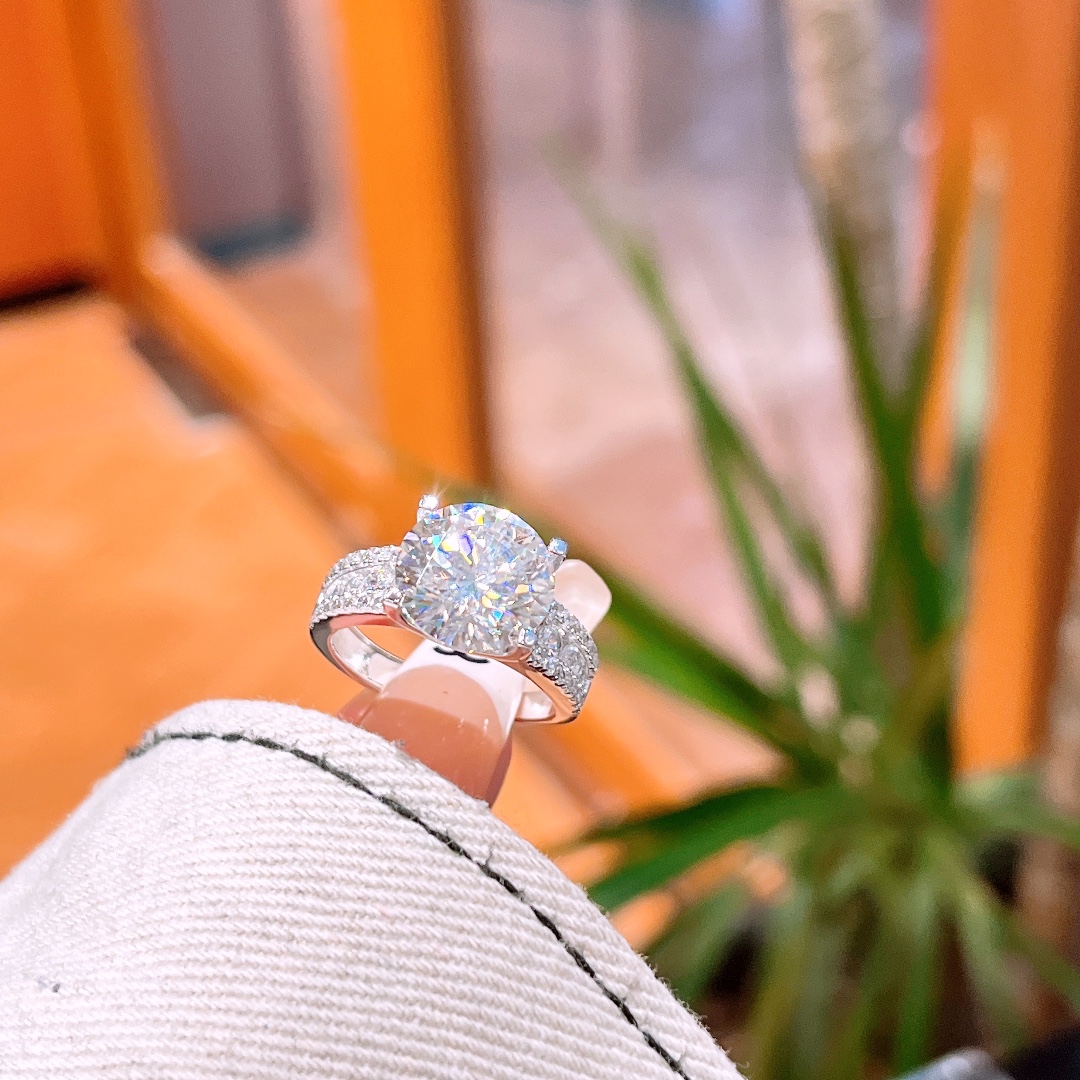 Fine Silver Moissanite Ring Girly Anniversary Gold