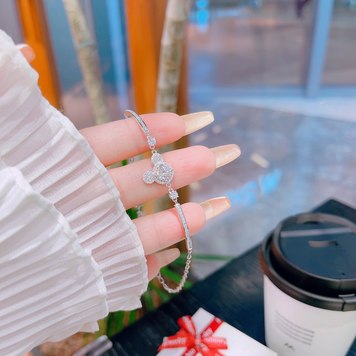 Fine Silver Moissanite Necklace Sweet & Cool Gift for Her Silver