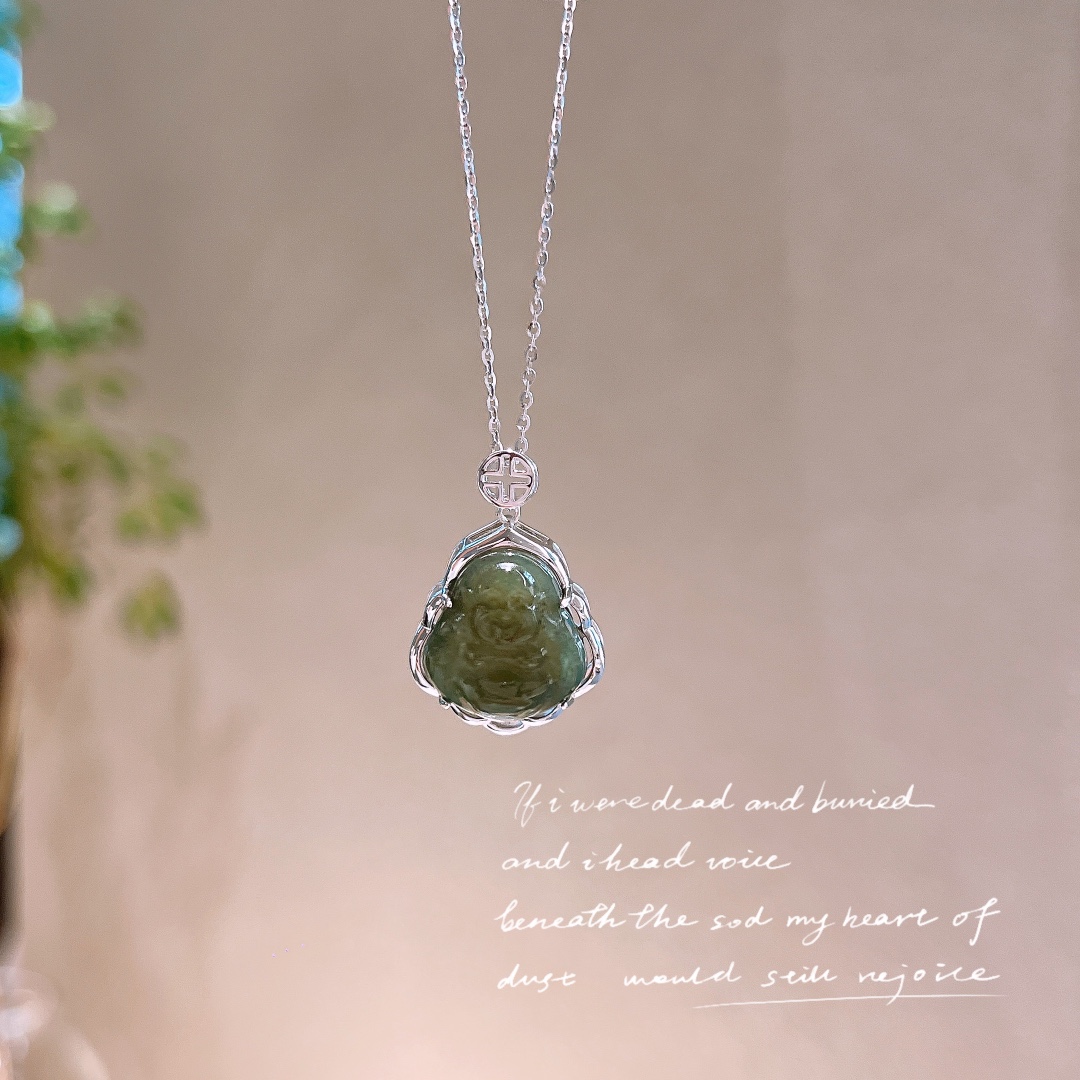 Nickel Free Silver Hetian Jade Necklace Delicate Office Silver