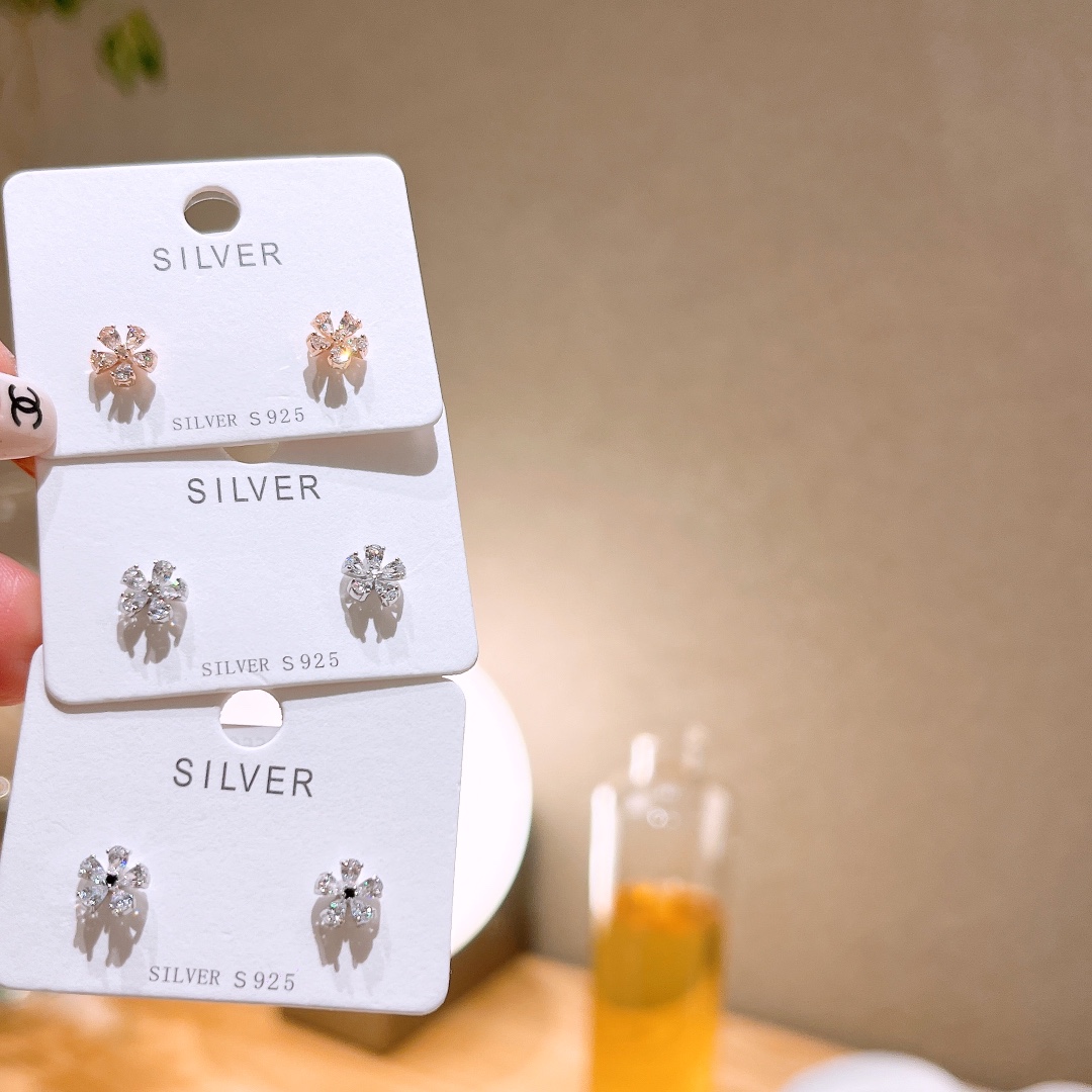 S925 Sterlingsilber Ohrringe Süß & cool Bankett Gold