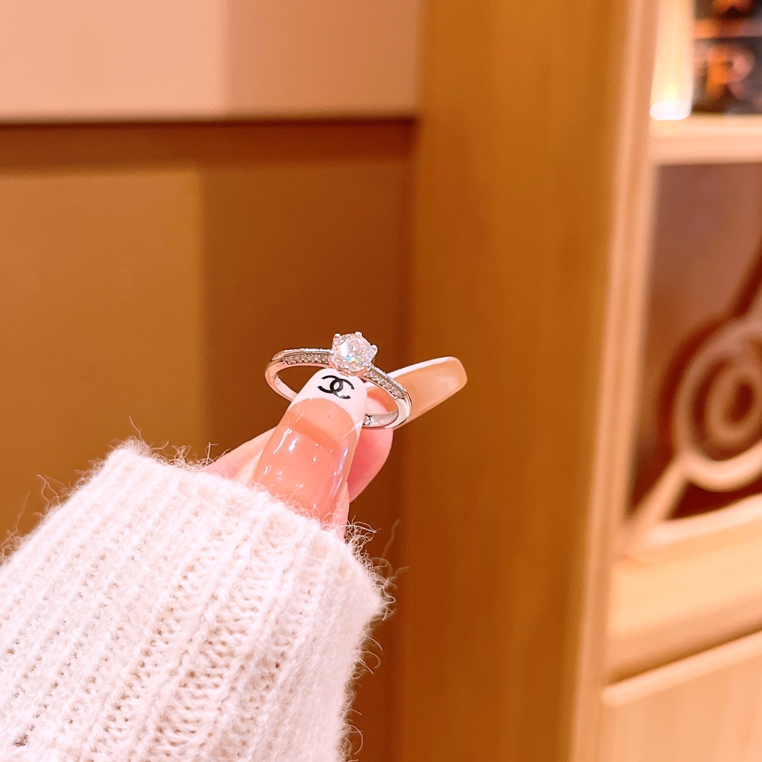 925 Silver Moissanite Ring Chic Spring Festival Silver