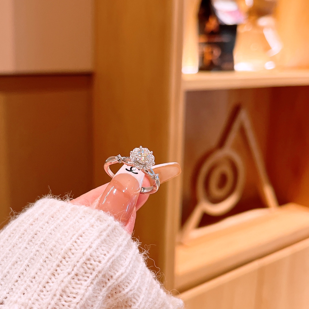 925 Silver Moissanite Ring Chic Mother's Day Gold