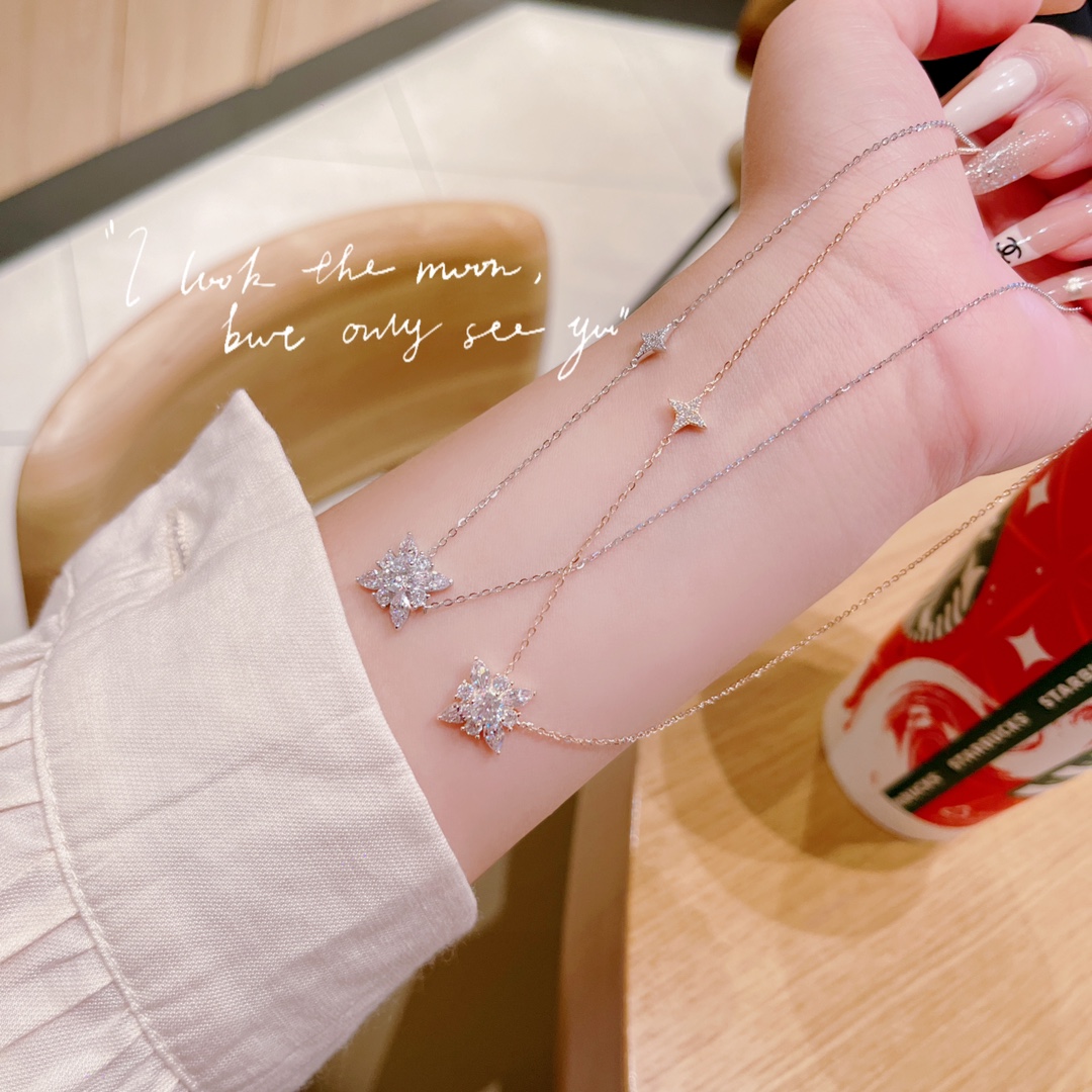 Hochglanzpoliertes Silber Moissanit Kette Filigran Frühlingsfest Gold