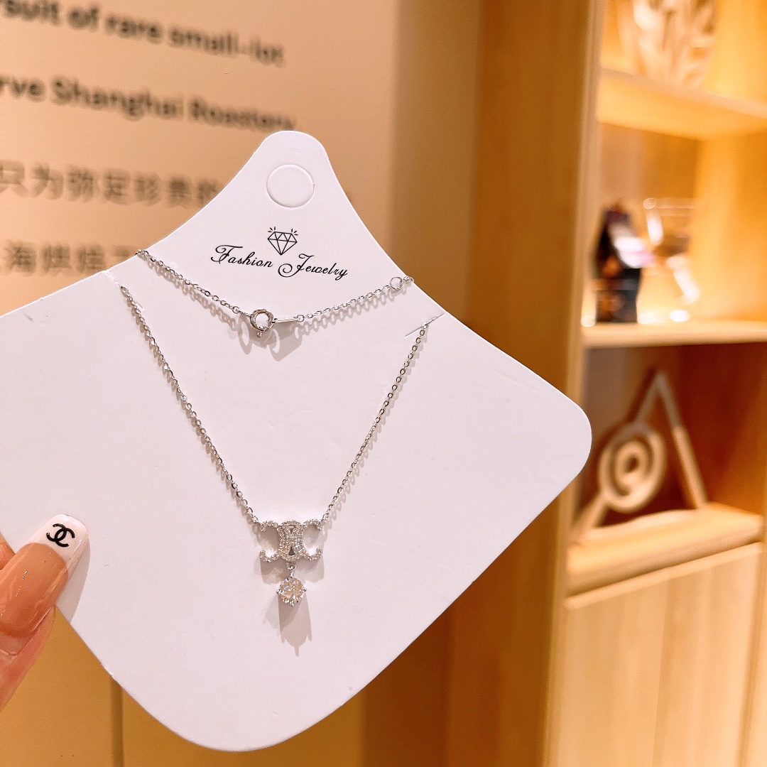 S925 Sterlingsilber Moissanit Kette Koreanischer Stil Lehrertag Gold