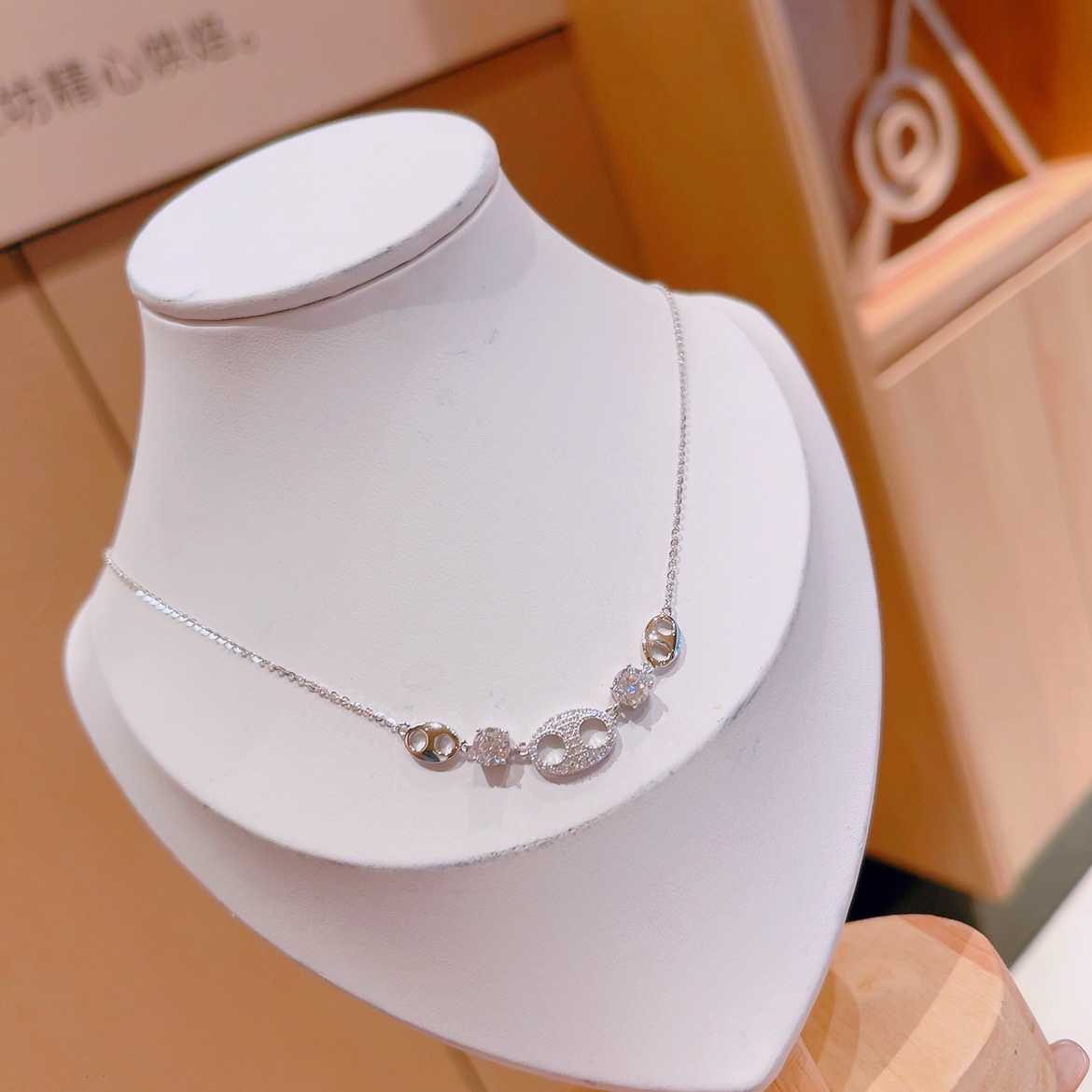 Massivsilber Moissanit Kette Vintage Jahrestag Silber