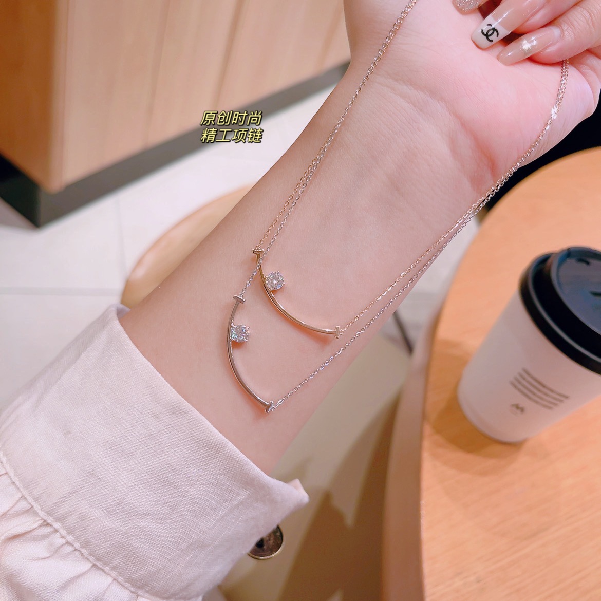 Hypoallergenes Silber Moissanit Kette Mode Reise Gold