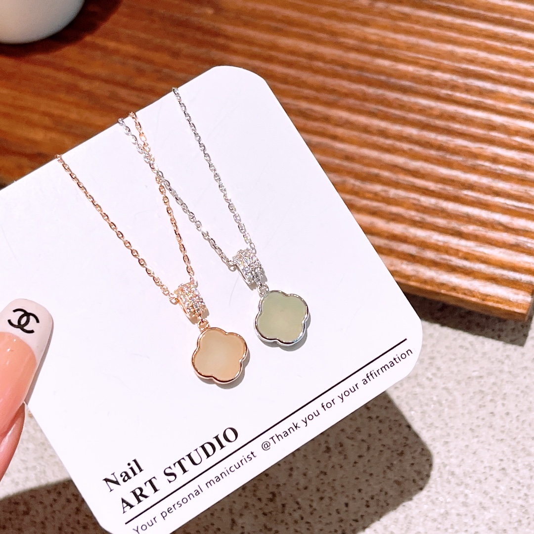 High Polish Silver Hetian Jade Necklace Dainty New Year Silver