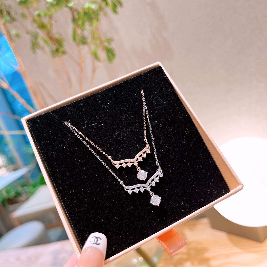 Solid Silver Moissanite Necklace Fashion Teacher's Day Silver