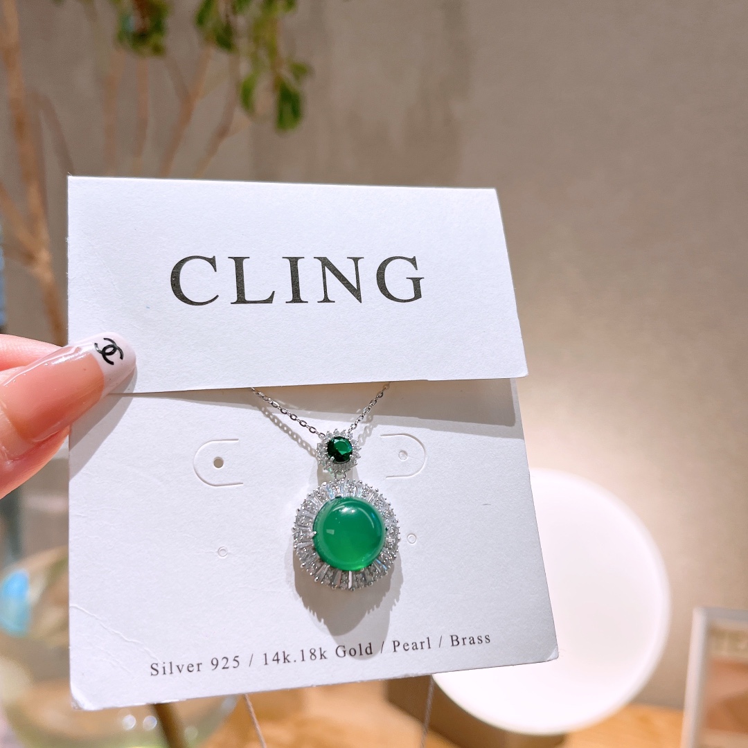 Fine Silver Green Chalcedony Necklace Precision Teacher's Day Gold