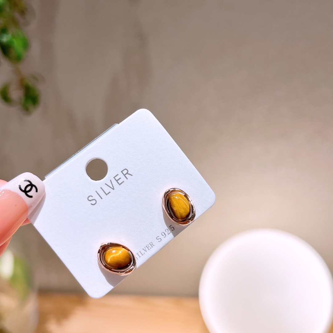 Nickel Free Silver Earrings Light Luxury Engagement Gold