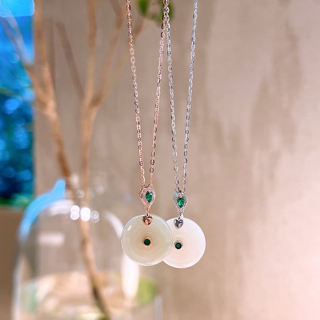 925 Silver Hetian Jade Necklace Forest Teacher's Day Silver