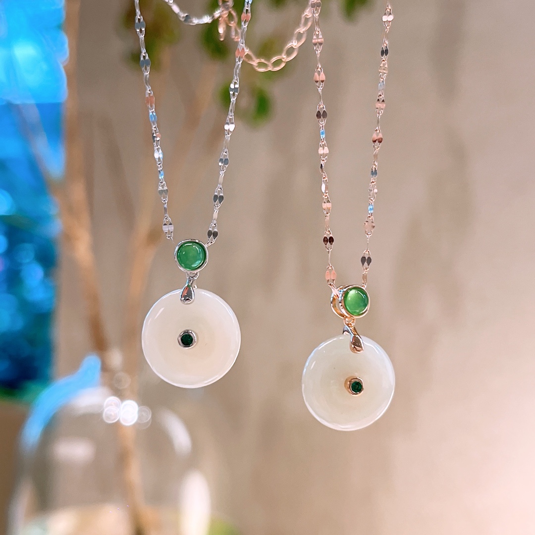 Nickel Free Silver Hetian Jade Necklace Precision Proposal Gold