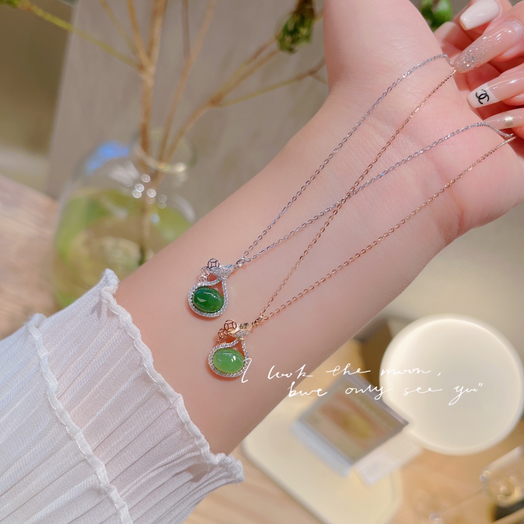 Fine Silver Jasper Necklace Light Luxury Housewarming Silver