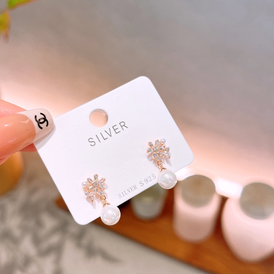 S925 Sterling Silver Earrings Light Luxury Travel Silver