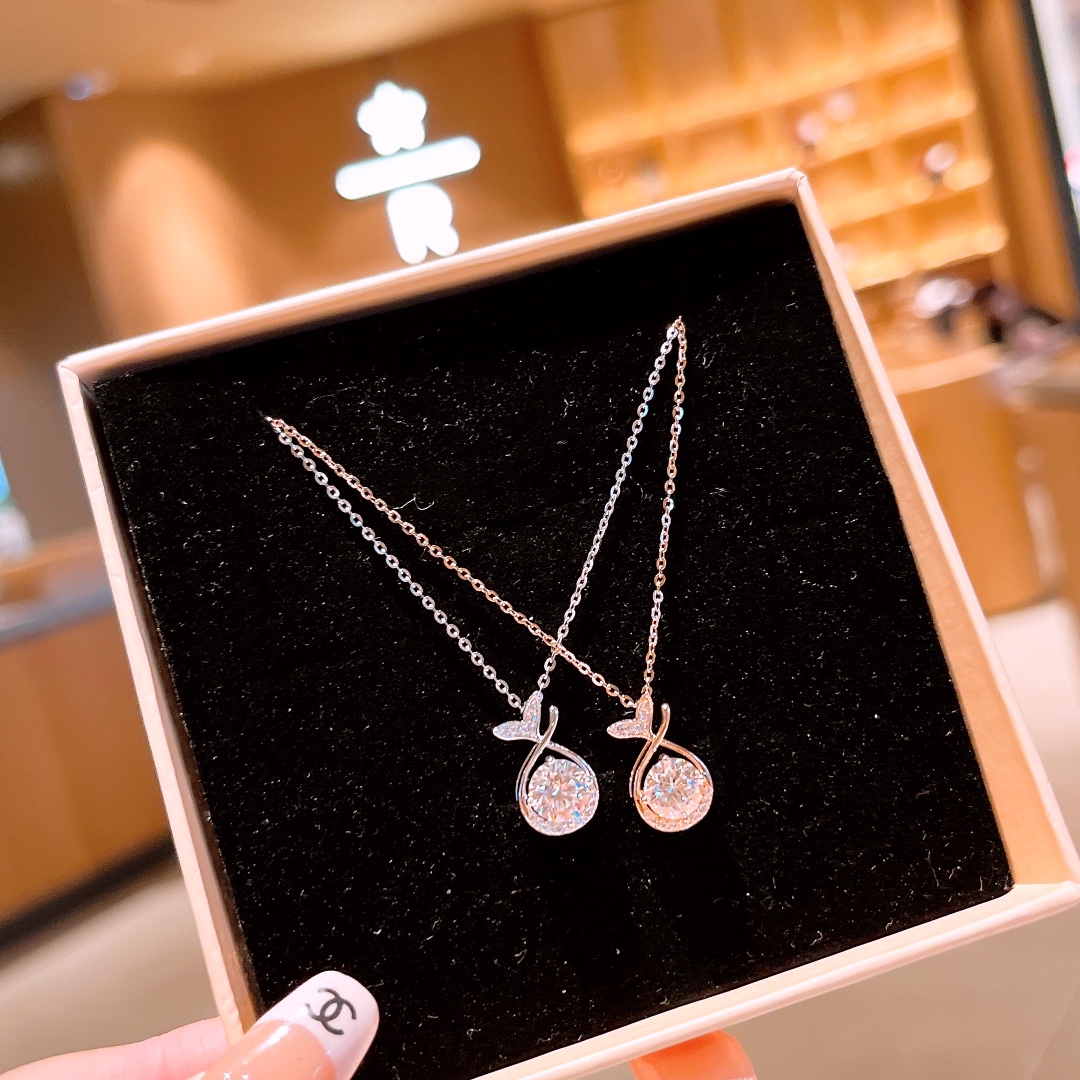 925 Silver Moissanite Necklace Delicate Birthday Gold