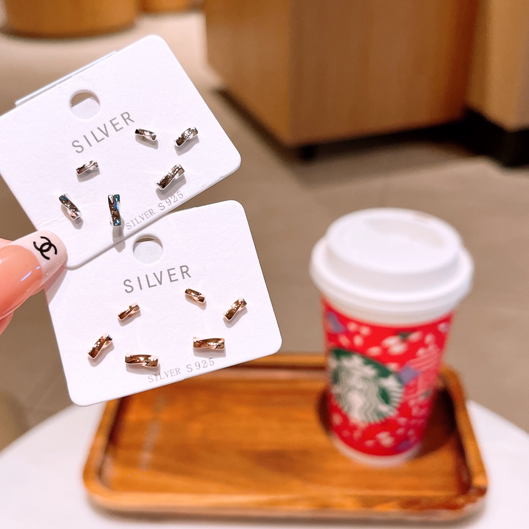 925 Silver Earrings Korean Style Party Gold