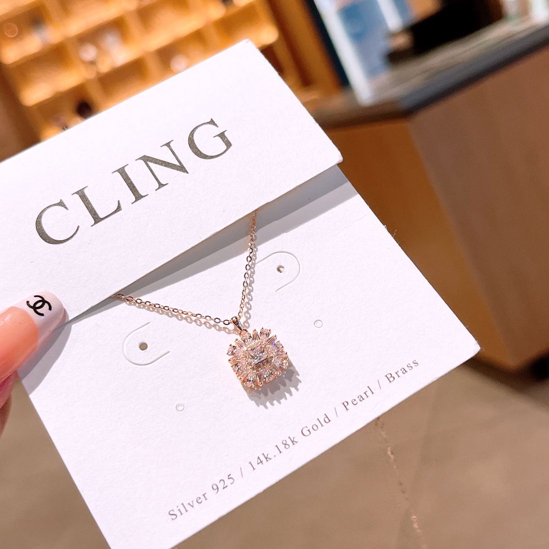 High Polish Silver Necklace Romantic Spring Festival Gold