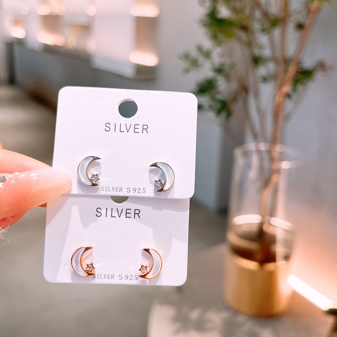 S925 Sterling Silver Earrings Ins Style Everyday Wear Silver