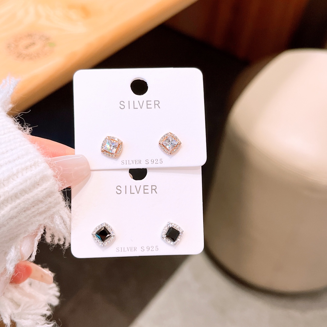 Solid Silver Earrings Fashion Office Gold