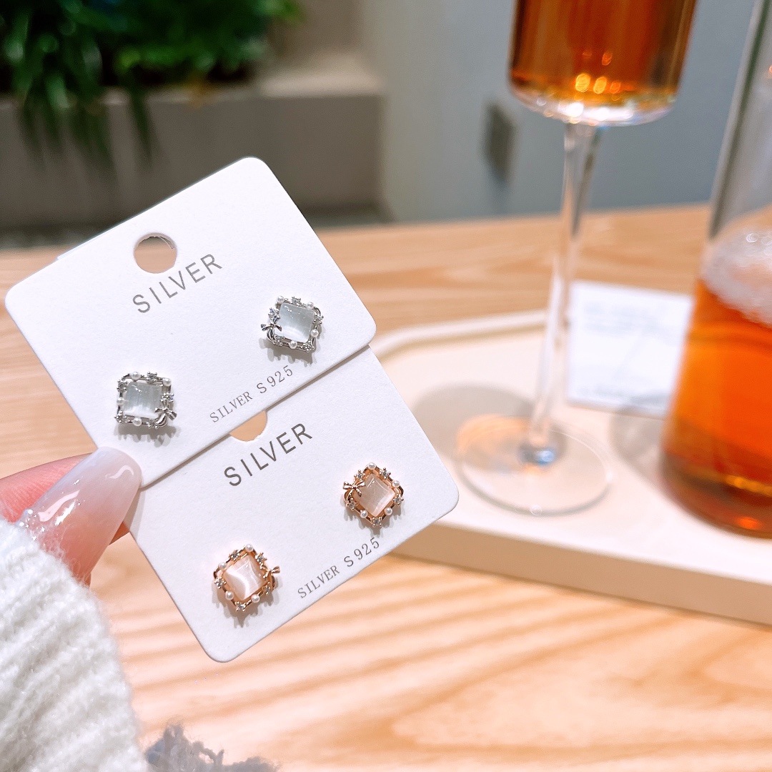 Low Allergy Silver Earrings Romantic Wedding Registration Gold