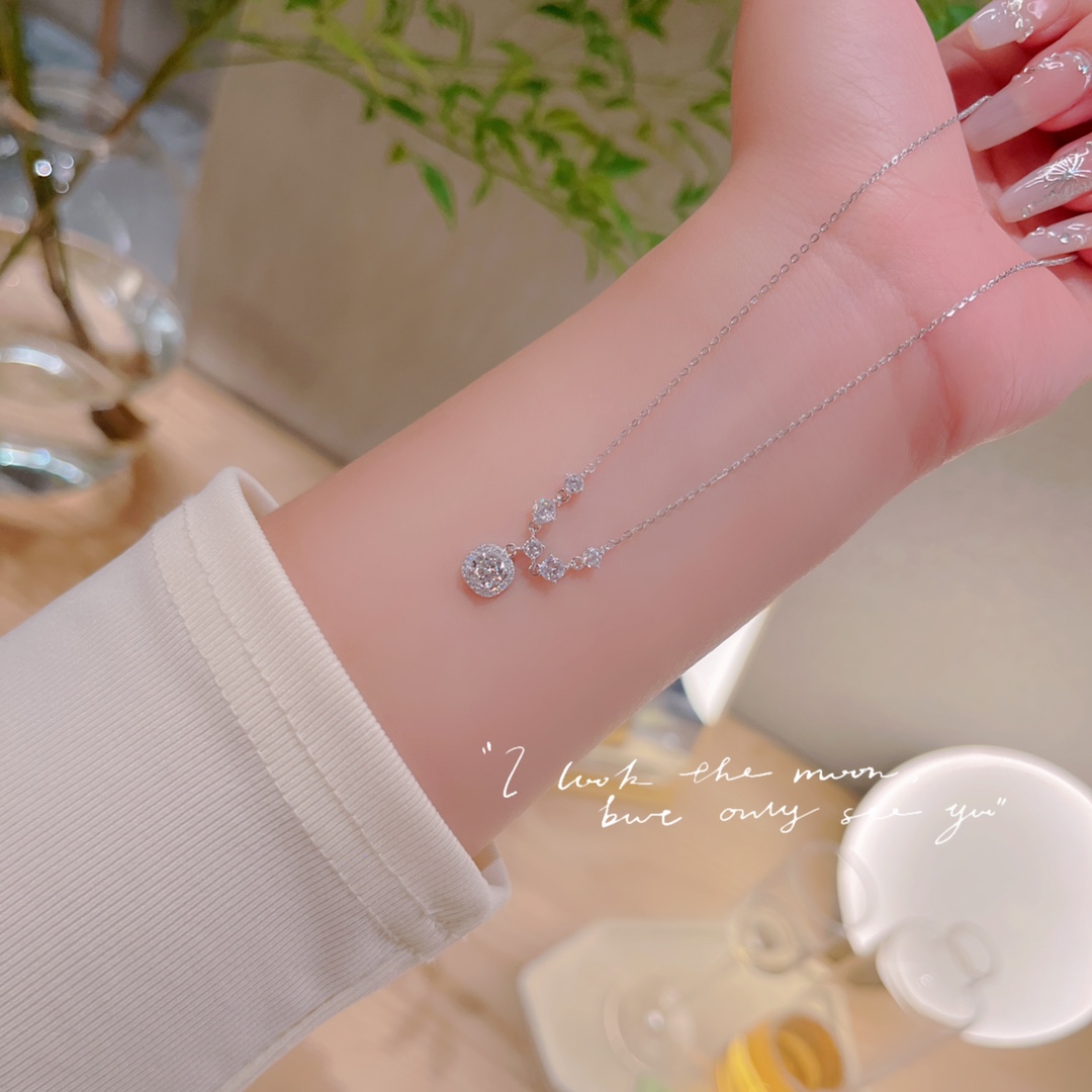 Nickel Free Silver Moissanite Necklace Ultra Minimal Annual Party Gold